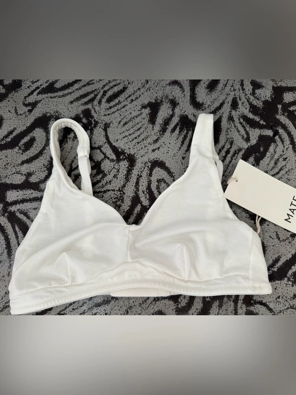 MATE The Label Tencel Wireless U-Neck Bra White Size M NWT